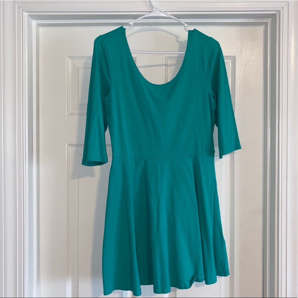 Express 3/4 Sleeve Skater Dress Teal - Picture 4 of 8